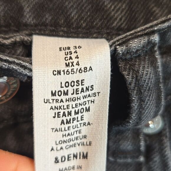 &Denim Black Loose Fit Mom Jeans Size 4 - Picture 4 of 7